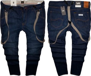 LEE LOGGER jeansy zwężane + SZELKI W30 L34
