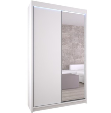 SZAFA PRZESUWNA 120cm biała czarna LED P120 lustro