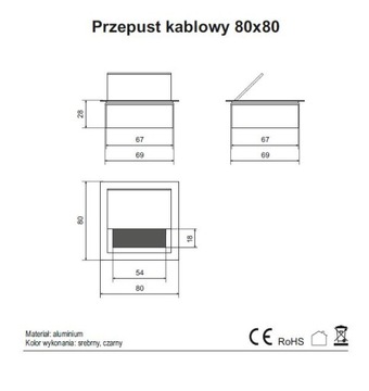 АЛЮМИНИЕВЫЙ КАБЕЛЬНЫЙ ВВОД СНЯТЫЙ 80x80MM x4 ШТ.