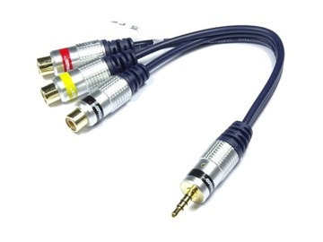 Wtyk czteropolowy JACK 3,5mm na 3 x gniazdo RCA