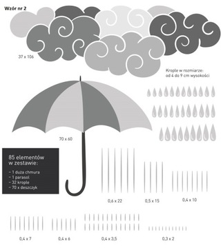 Облака, капли зонтиков, наклейки на стены ХИТ!