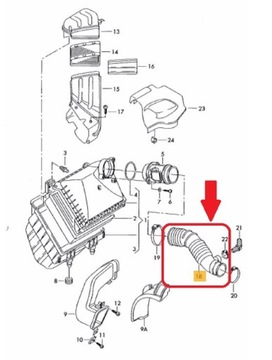 ТРУБКА ВОЗДУШНОГО ФИЛЬТРА VW PASSAT 2.5 TDI