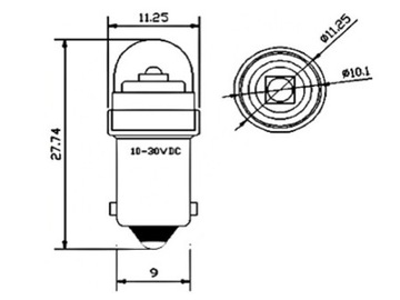 Светодиодная лампа H6W CREE UHP Bax9s AUDI контакты 12В 24В