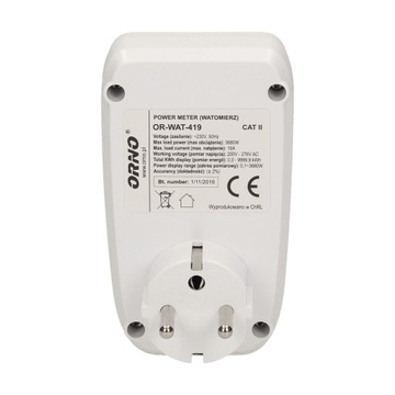 WATOMIERZ MIERNIK POBORU ZUŻYCIA ENERGII ELEKTRYCZNEJ PRĄDU KALKULATOR LCD