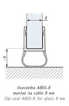 Уплотнитель для душевой кабины 62см ABE 6-8