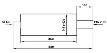 TurboWorks Концевой глушитель 88x115 мм, вход 63,5 мм