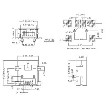 Разъем mini-USB SMD 5-контактный разъем WURTH