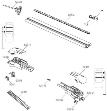 Крепление основания THULE Beams 9584 WingBar EDGE S/M