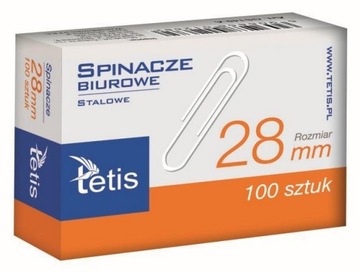 Spinacze biurowe 28mm okrągłe 100szt TETIS GS140-B