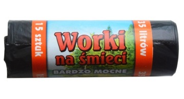 Worki na śmieci 35L BARDZO MOCNE czarne