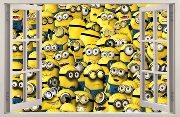 NAKLEJKI NA ŚCIANĘ Okno MINIONKI 13 70x46 cm