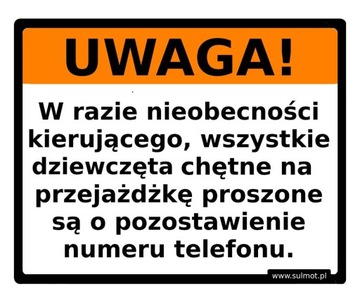 Dziewczyny, zostawcie numer! Naklejka motocyklisty