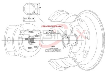 Pierścienie centrujące HONDA ROVER 59.1 56.1