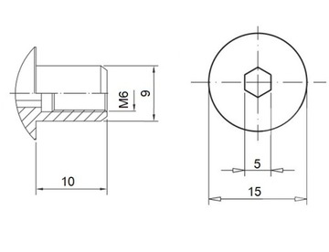 NAKRĘTKI ERICSONA M6 x 10mm NA IMBUS OZDOBNE DO MEBLI MEBLOWE NAKRĘTKA x10