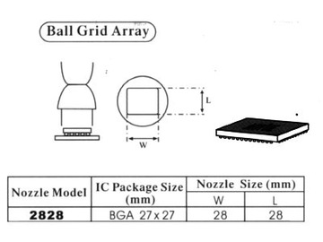 Паяльная насадка для станции HotAir BGA 27х27мм 2828
