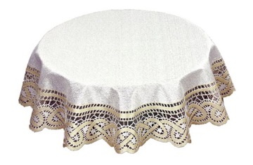 KREMOWY OBRUS ŻAKARDOWY O ŚREDNICY 120cm 202683