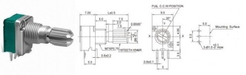 Поворотный потенциометр 9х11 100КБ Ом CB L=15мм
