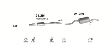 Глушитель концевой Renault Thalia 1.4+1.6+комплект