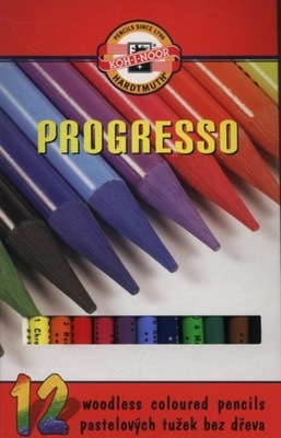 Kredki ołówkowe Koh-I-Noor .Kredki bezdrzewne Progresso 12 kolorów