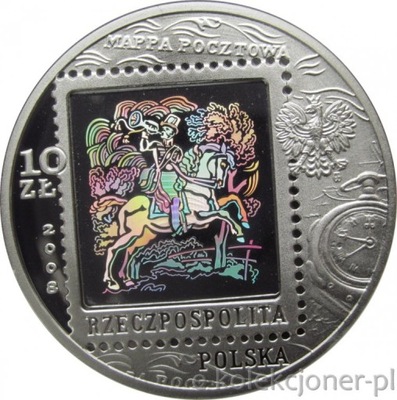 10 ZŁ 2008 - 450 LAT POCZTY POLSKIEJ - MENNICZA