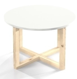 Biały okrągły stolik kawowy ława do salonu 68 cm