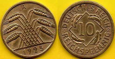 NIEMCY 10 Reichspfennig 1925 r. A