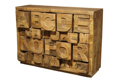 KOMODA Drewno MANGO ABC Szuflady Alfabet Drewniana Szafka Litery 26 BGM24