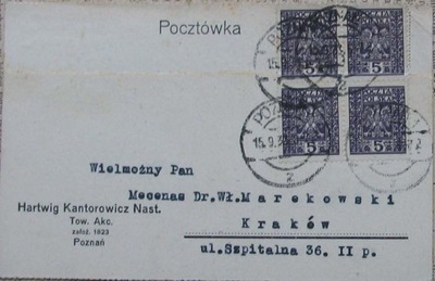 Hartwig Kantorowicz Nast. Poznań karta pocztowa