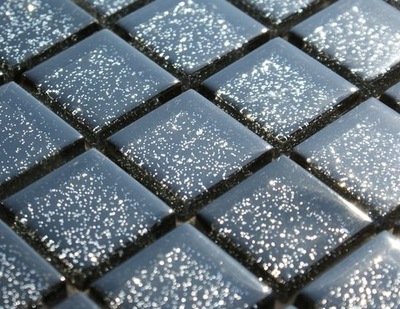 Mozaika szklana czarna ze srebrnym brokatem HIT