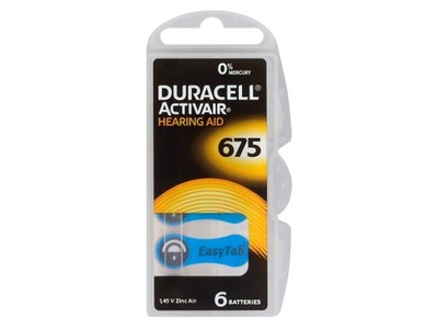 Baterie do aparatów słuchowych - Duracell ActivAir - 675 / PR44 - 6 sztuk