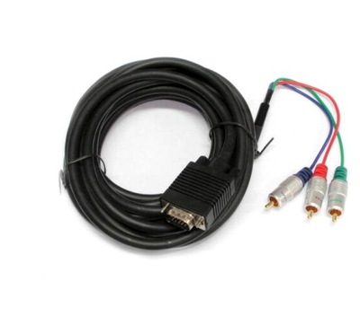 kabel VGA SVGA wtyk - RGB 3RCA chinch wtyki 5,0 m