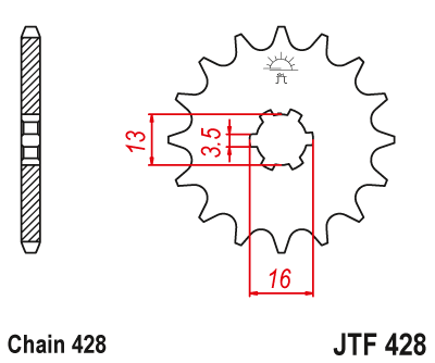 JT PINION GEAR FRONT 428 15 SUZUKI DR-Z 50 '19-21', DR-Z 70 '08-18', DS/JR/R - milautoparts-fr.ukrlive.com