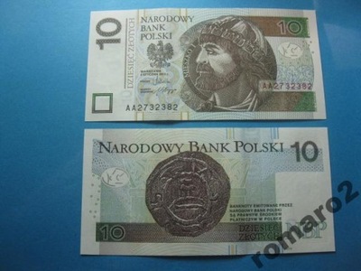 Polska Banknot 10zł seria AA !! P-NEW 2012/14 UNC