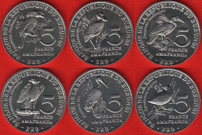 BURUNDI zestaw 6 monet 2014r Ptaki