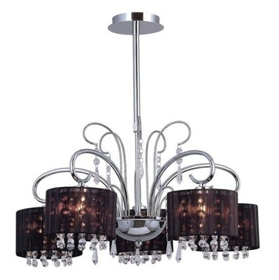 ŻYRANDOL LAMPA WISZĄCA Z KRYSZTAŁKAMI SPAN 5 ITALUX CZARNA SALONU CHROM