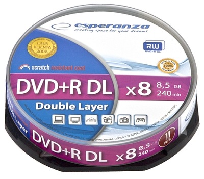 Niezawodne Płyty Esperanza DVD+R DL 8,5GB x8 opakowanie 10 szt