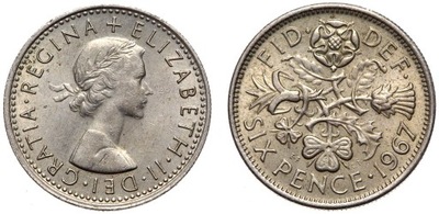 Wielka Brytania Elżbieta Moneta 6 Pensów 1953-1967 - kostka BRIAN MAY QUEEN