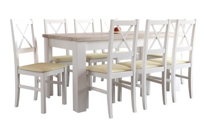 Rozkładany stół z 8 drewnianymi krzesłami