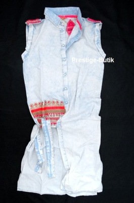 Szmizjerka jeans jeansowa cieniowana boho folk XS