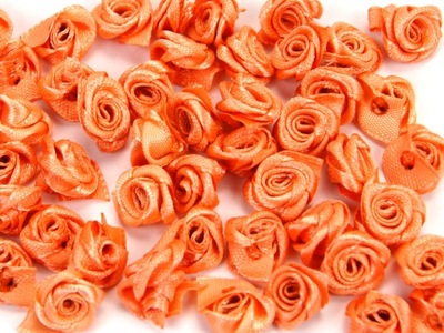 RÓŻYCZKI satynowe 10mm róże C. POMARAŃCZOWE 5szt