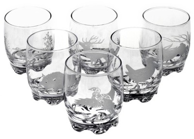 Piękne zdobione szklanki myśliwskie whisky 250ml