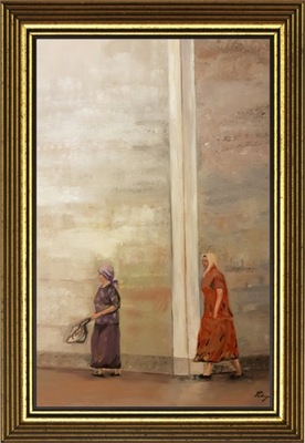 Obraz olejny duży, 100x80cm, Łotwa, Ryga, Spacer