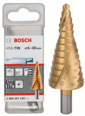 Stupňovitý vrták HSS-TiN 6-30 mm BOSCH