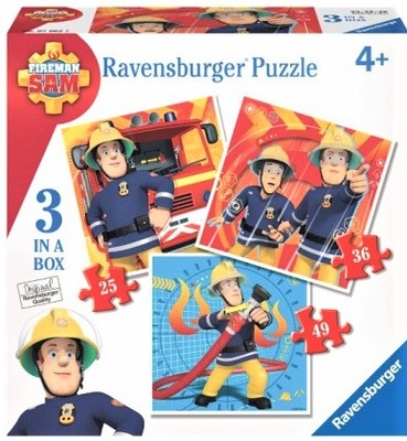 Ravensburger Puzzle 3 w 1 Strażak Sam 25 36 49