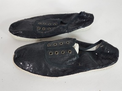 PULL & BEAR TENISÓWKI TRAMPKI CZARNE CEKINY 38