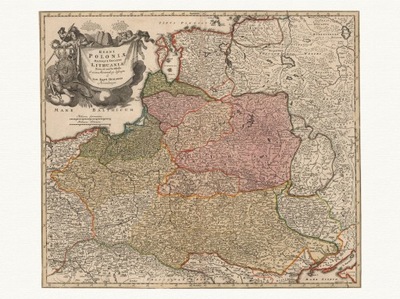 POLSKA WLK. KSIĘSTWO LITEWSKIE mapa 1716 r. płótno