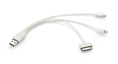 KABEL USB do ŁADOWARKI 3w1 microUSB iPhone 4 i 5