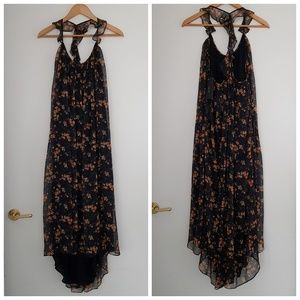 ZARA - szyfonowa sukienka maxi w kwiaty - M