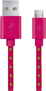 Kabel USB MICRO A-B 1m RÓŻOWY