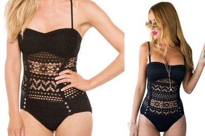 CZARNY JEDNOCZĘŚCIOWY STRÓJ KĄPIELOWY MONOKINI L
